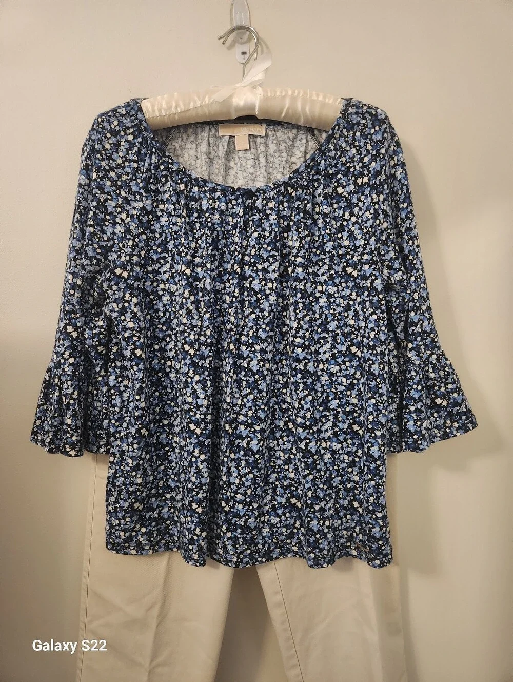 Michael Kors Blue Floral Scoop-Neck Women’s Top